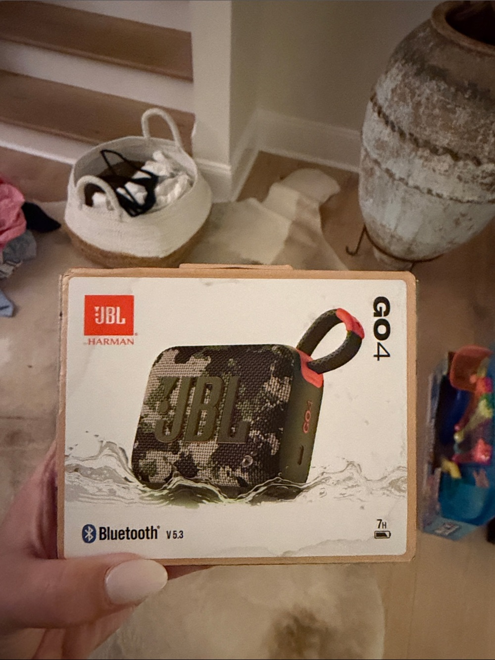 JBL GO4 Bluetooth Speaker - Green Camo with Orange Accent